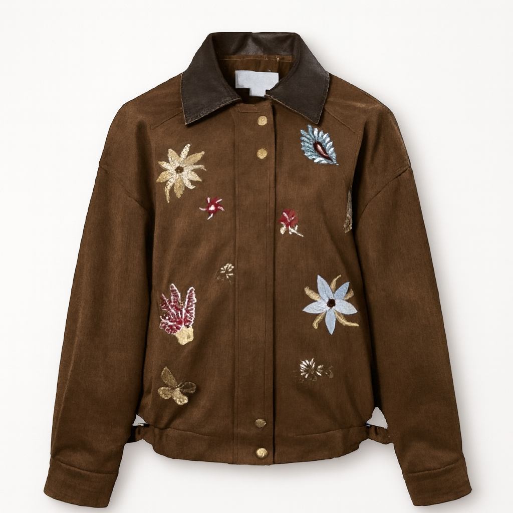 NUTO [spot] Chu Xi same style retro high-end suede embroidered jacket loose casual top women's 25 autumn