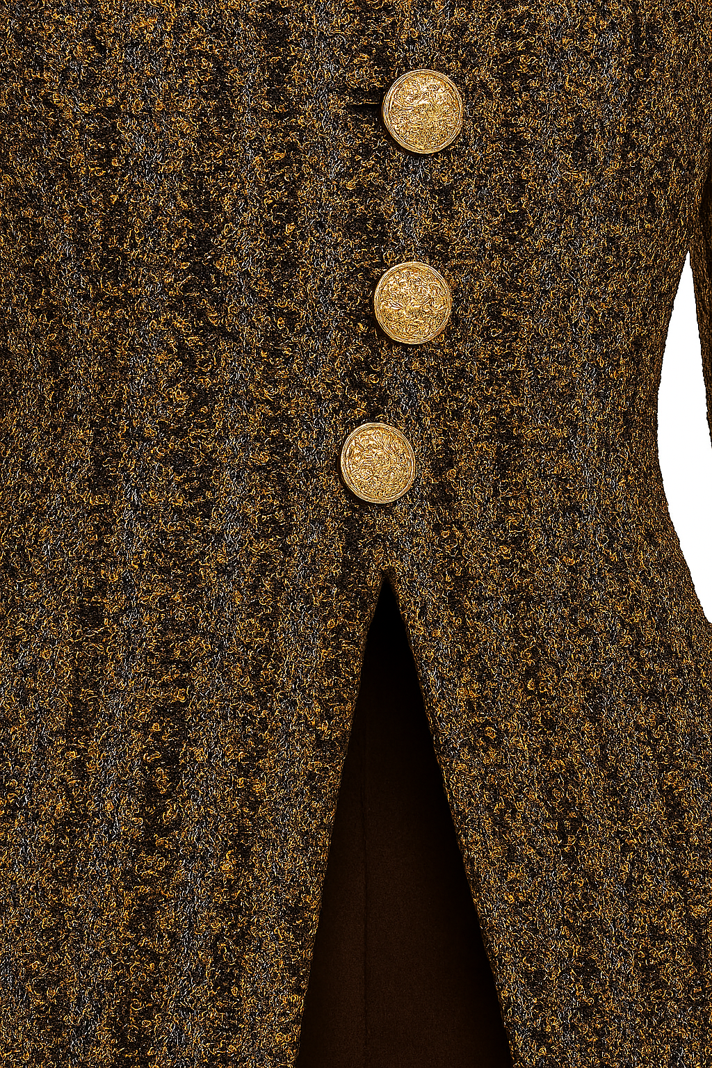 NUTO [Spot] Coffee color small fragrant jacket women's spring 2025 waist slim slim gold buckle jacket