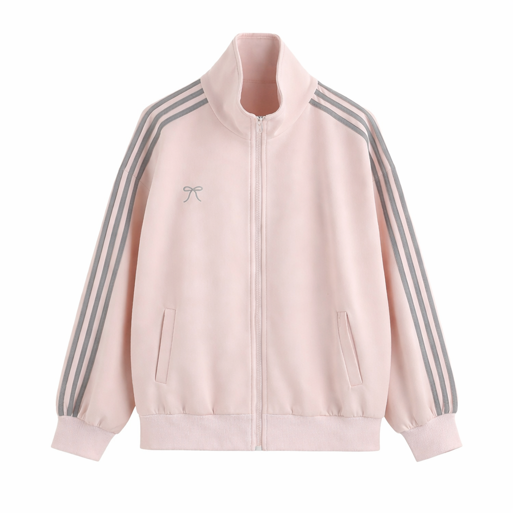 Patchwork Three-stripe Stand-up Collar Hoodie Jacket