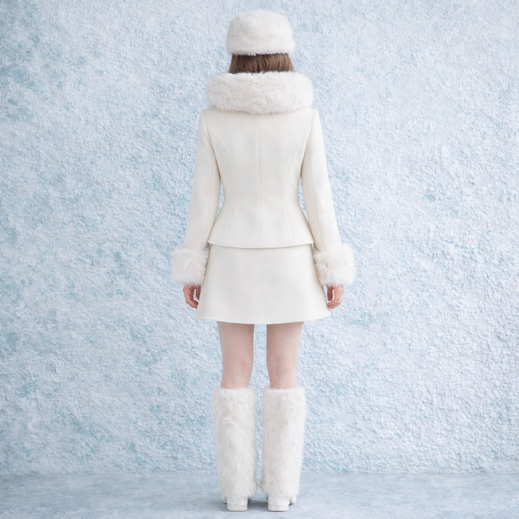 Chic Tweed Two-Piece Set For Socialites Sweet Defined-Waistline Design In The Style For Rich-Daughter Style Looks