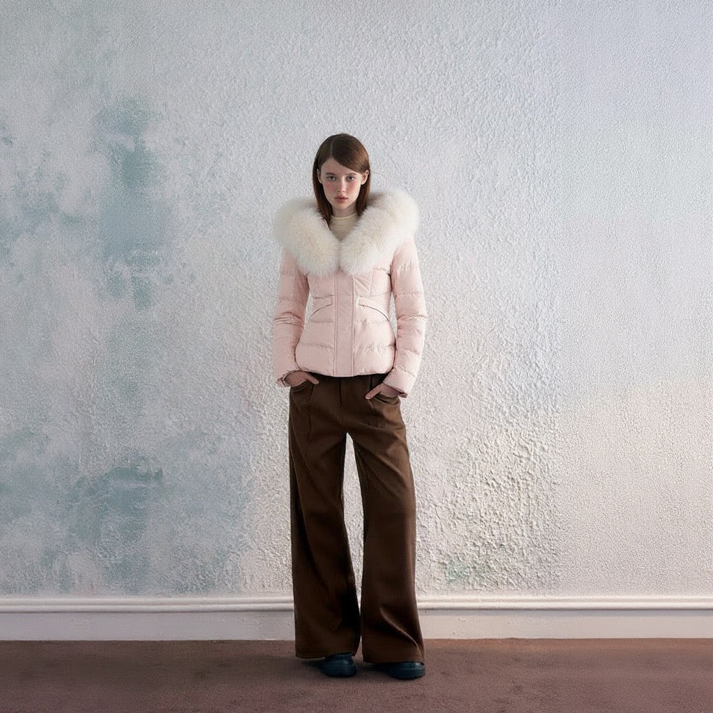 Big fur collar hooded cotton jacket women's 2025 winter new Korean version of pink pie overcomes the giant good-looking warm cotton jacket