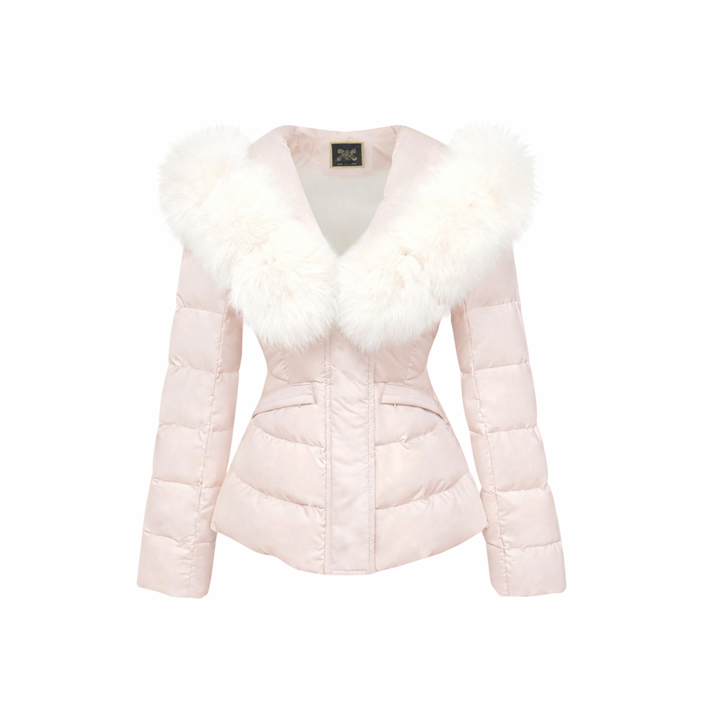 Big fur collar hooded cotton jacket women's 2025 winter new Korean version of pink pie overcomes the giant good-looking warm cotton jacket