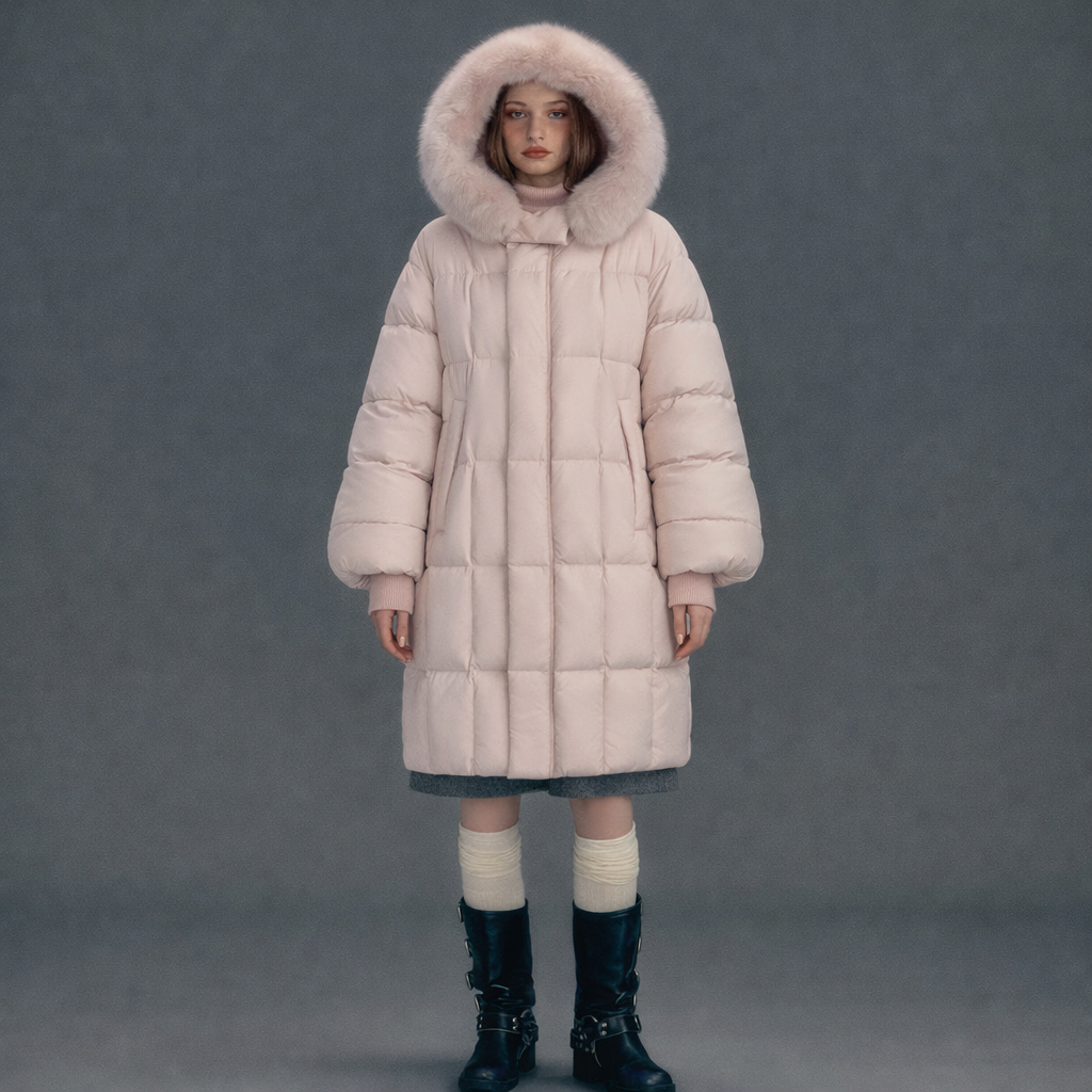 Large fur collar hooded thickened cotton jacket women's winter 2026 new Korean hooded mid-length bread warm cotton jacket