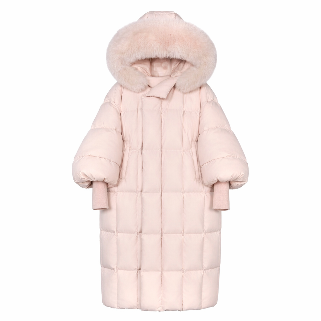 Large fur collar hooded thickened cotton jacket women's winter 2026 new Korean hooded mid-length bread warm cotton jacket