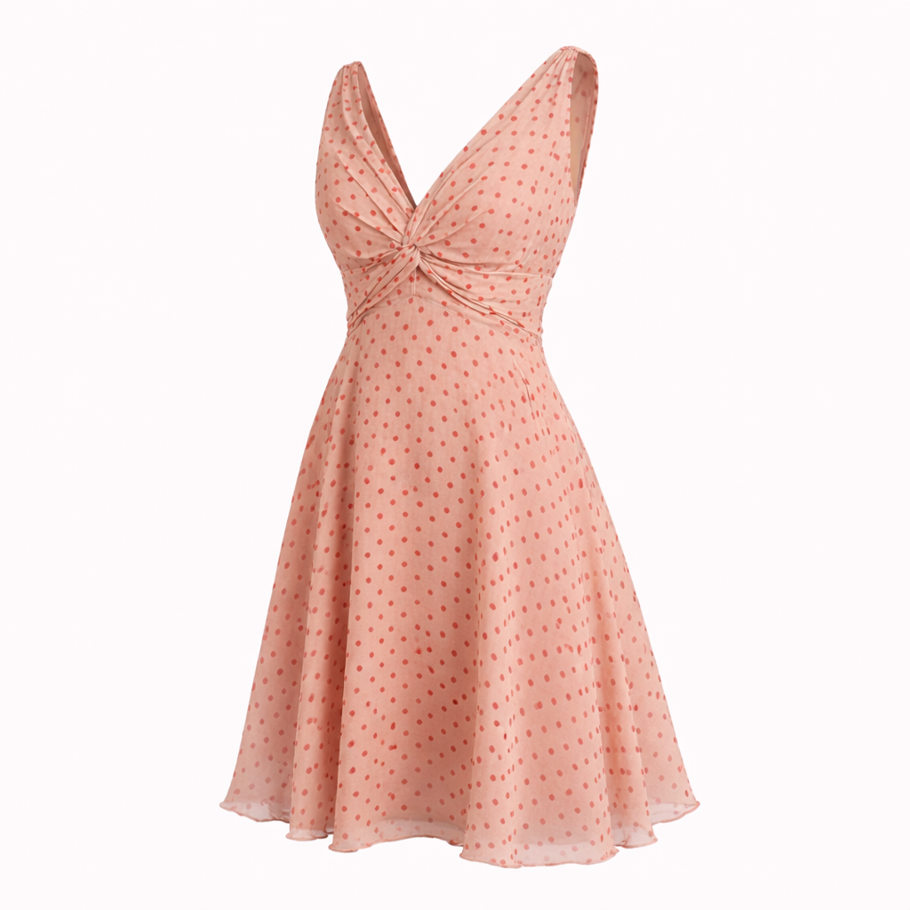 BANGON Polka Dot Suspender Dress V-Neck Design 2026 New High-Waisted Slimming Sweet and Spicy Style Skirt for Women