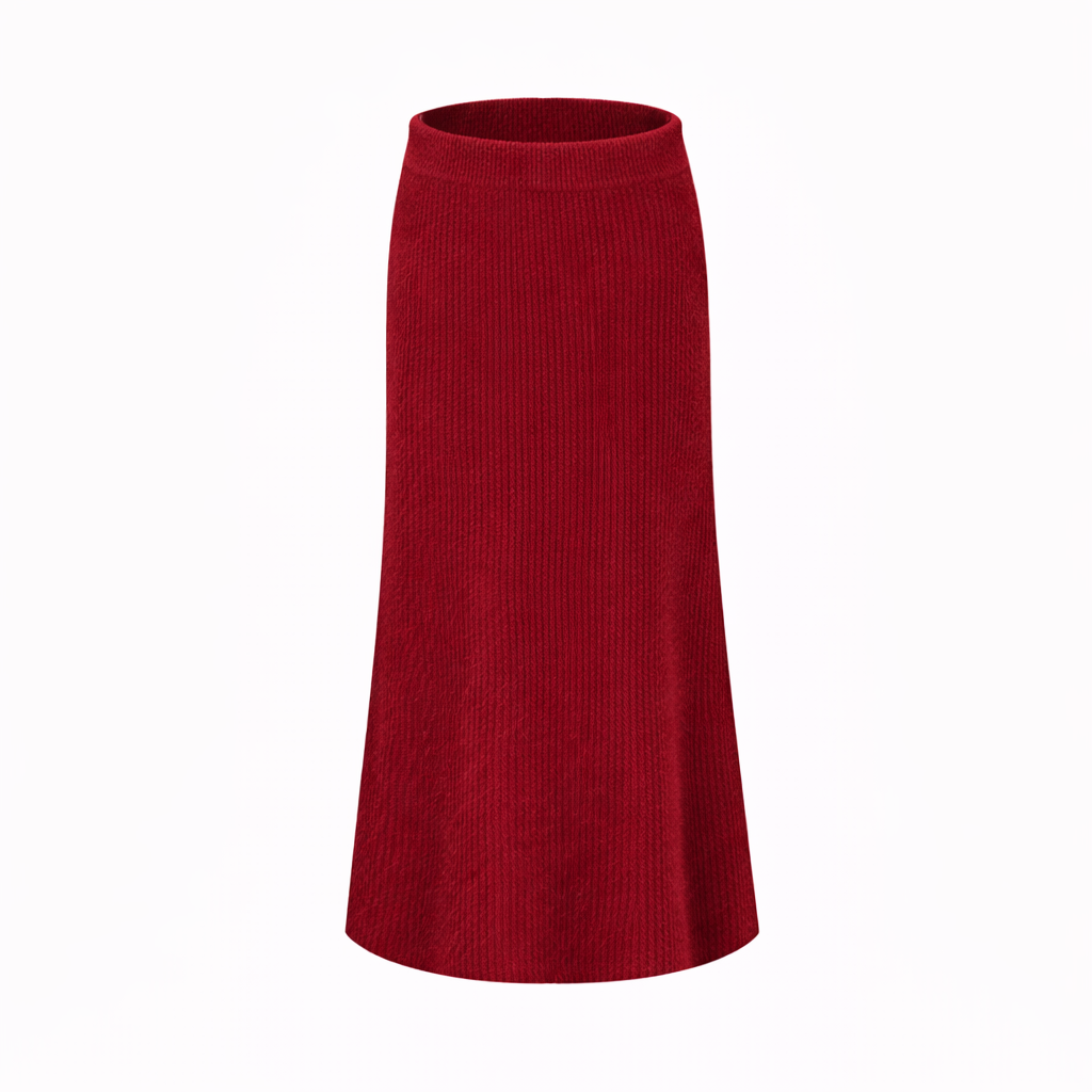 BANGON red knitted suit skirt high neck sleeveless design sense new temperament two-piece set for spring 2026