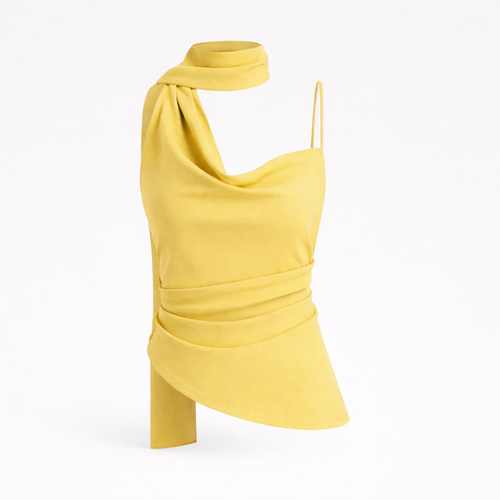 BANGON jennie same yellow camisole, short temperament, hot girl style, 2025 new top girl