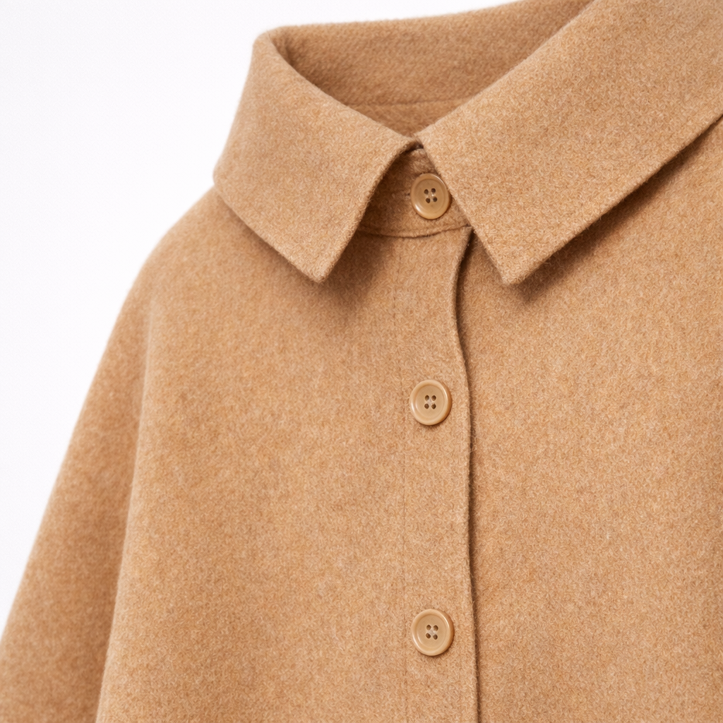 BANGON Khaki Short Cape Coat Fall 2025 New Loose Temperament Versatile Commuter Shawl