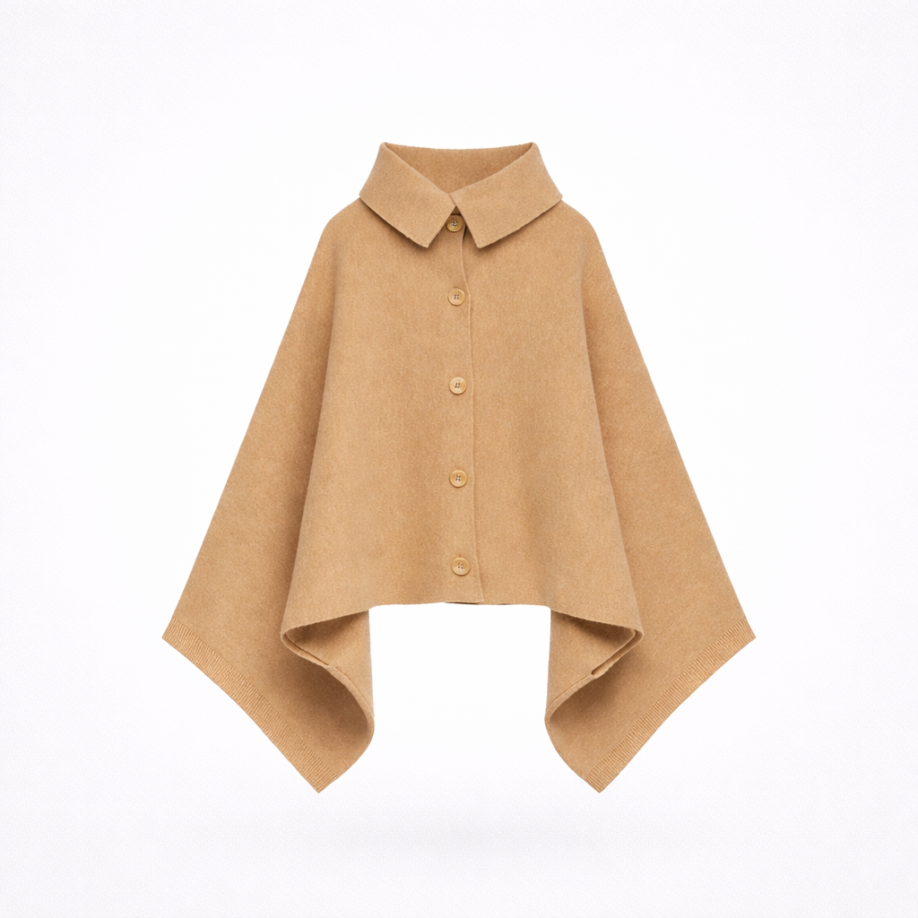 BANGON Khaki Short Cape Coat Fall 2025 New Loose Temperament Versatile Commuter Shawl