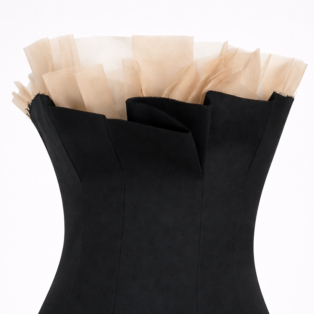 BANGON French Hepburn bandeau vest with spliced mesh design sense 2025 new slim top for women