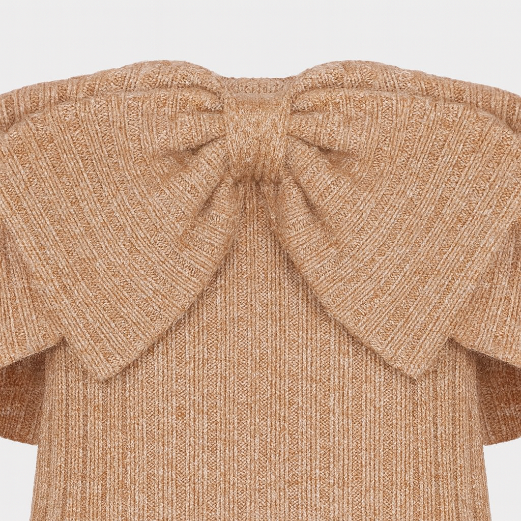 BANGON bow knit short sweet and gentle style 2025 new slim slimming age-reducing top