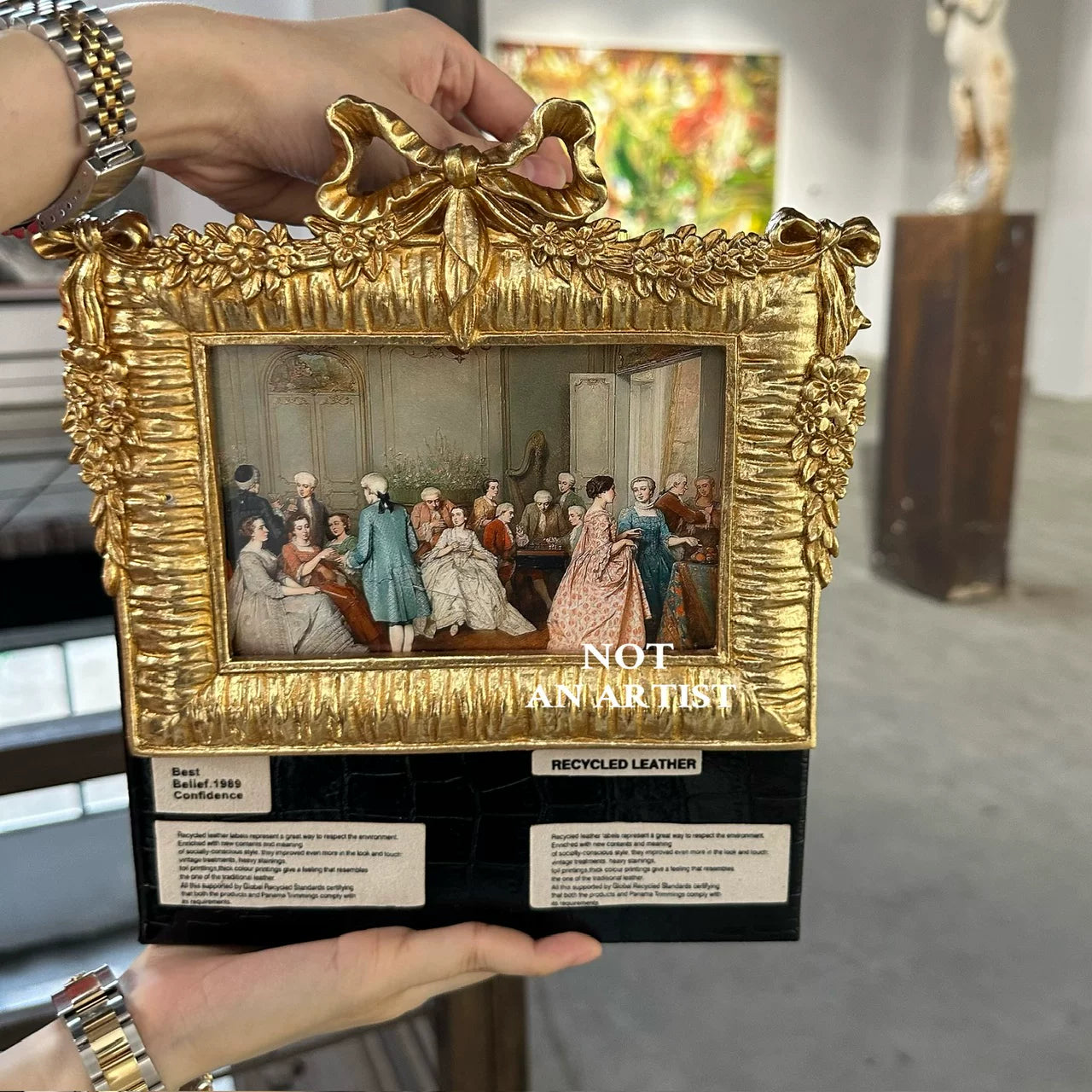 Art student original spoof famous painting baroque rococo style retro versatile vintage clutch box bag