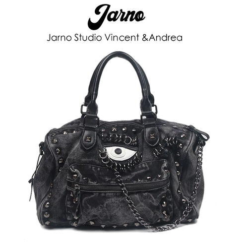 2025 New Summer Black Punk American Babes Cool Sassy Drag Sister Denim Bag Bag Women's Handbag Crossbody Bag Big