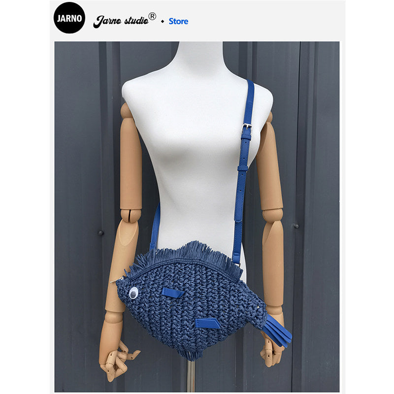 2025 New Summer Creative Personality Children's Handmade Colored Straw Bag Women's Small Crossbody Bag Small Bag Holiday Style