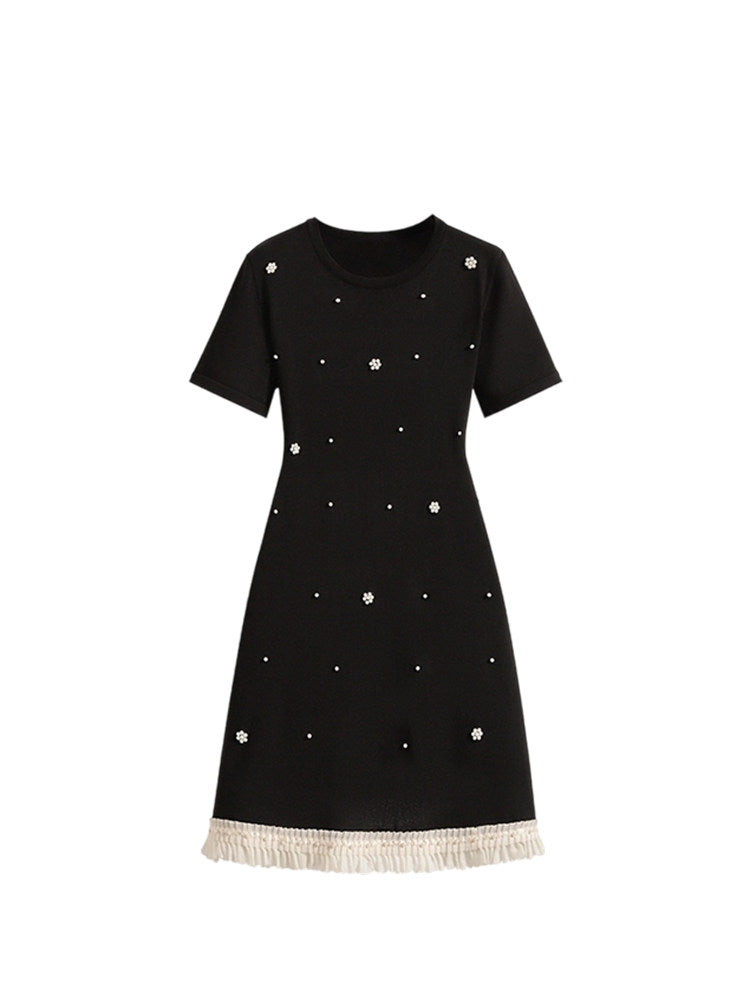 Cara CLUB large-size short-sleeved dress for women in early summer wears a fat sister Western-style French versatile age-reducing skirt