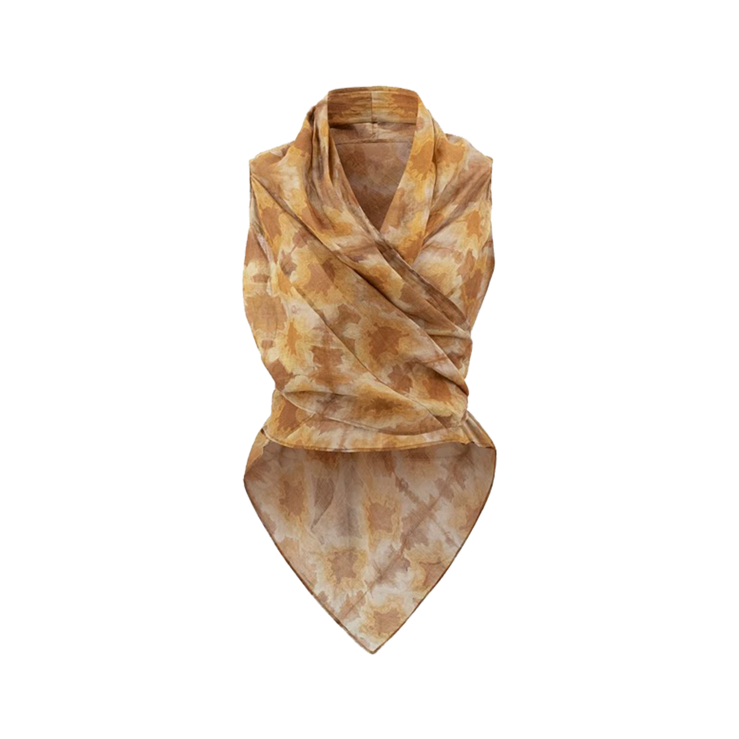 BANGON Vintage Tie-dye Print Cross-Lace-up Sleeveless Top New Design Short Sleeves for Summer 2025