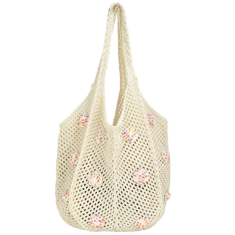 CEEKAY genuine hollow seaside vacation lazy bag women's new large-capacity flower beach bag tote bag