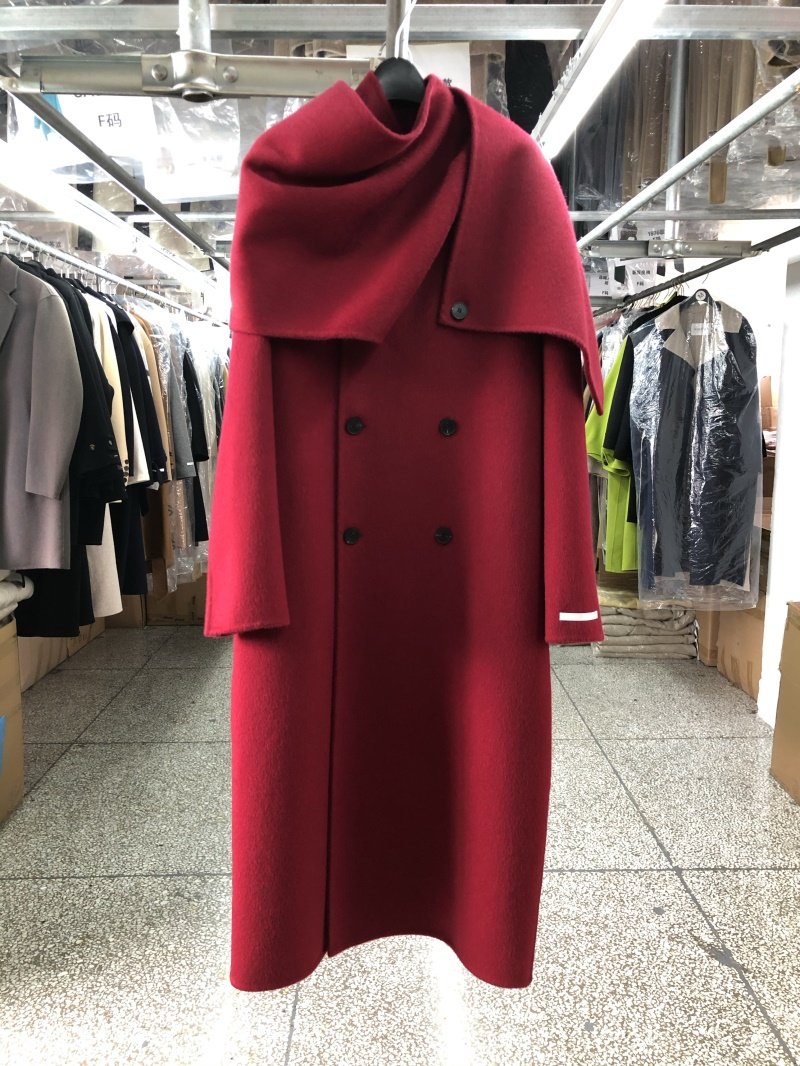 Korean high-end reversible wool wool rabbit fur coat fashion big scarf long pile style double-breasted woolen jacket for women