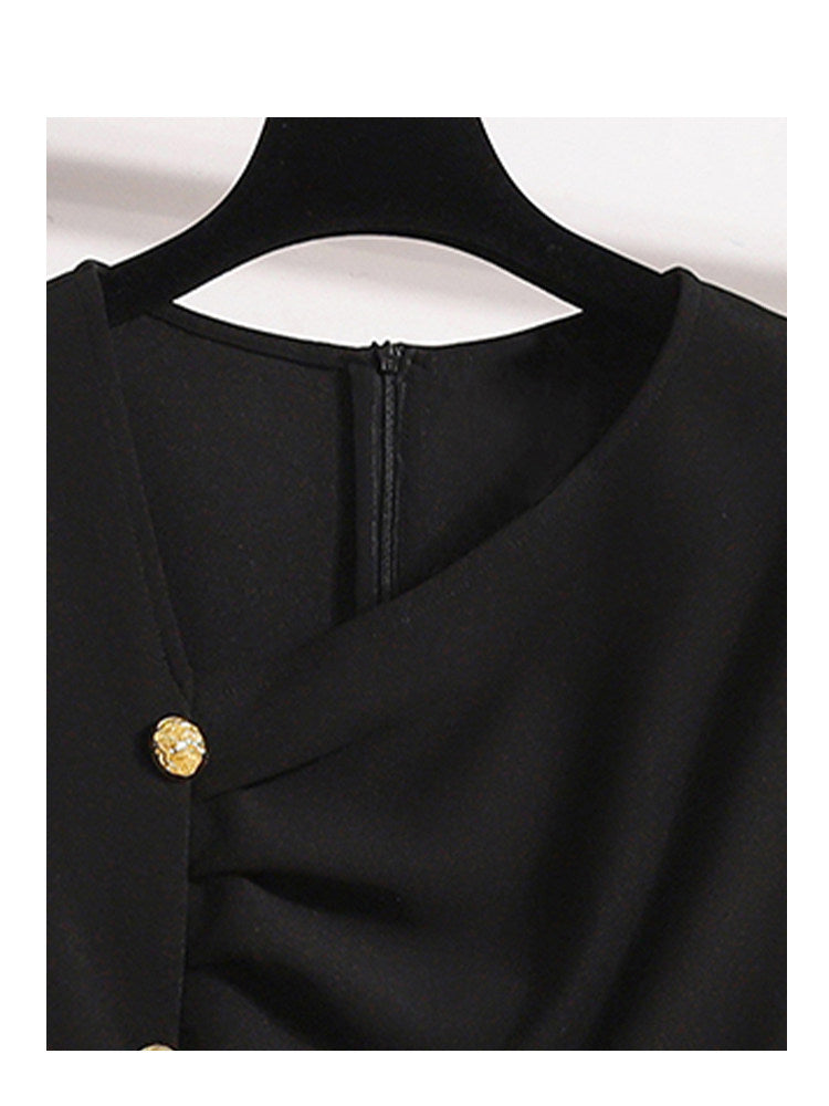 Cara CLUB large size French dress women's summer fat sister mm waist slimming temperament design long skirt