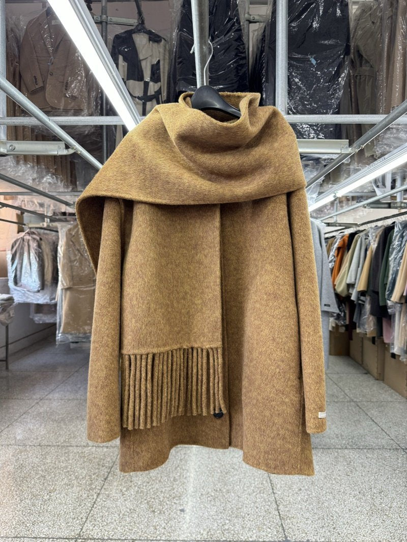 Scarf, reversible wool coat, women's short model, new loose fashion crew neck temperament woolen jacket for autumn/winter 2025