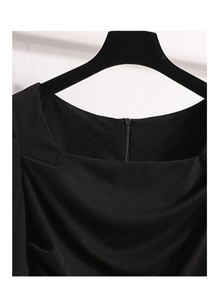 Cara CLUB plus-size royal sister wind chiffon dress female summer fat sister waist slimming fringe mermaid skirt