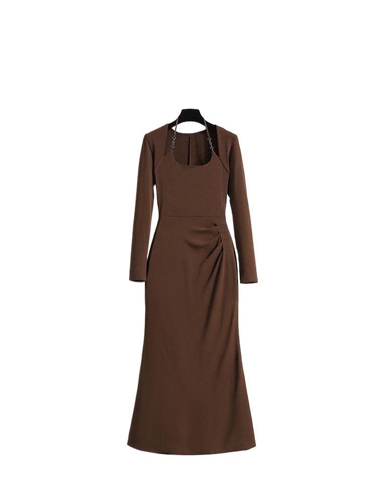 Cara CLUB large size mermaid dress female autumn fat sister mm waist cover the belly to show thin pure desire long skirt