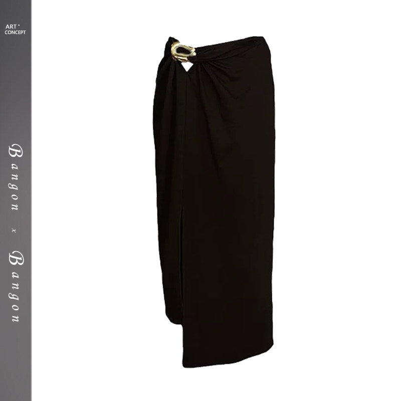 BANGON hot girl halterneck suit skirt niche design sense 2025 summer new royal sister slimming two-piece set