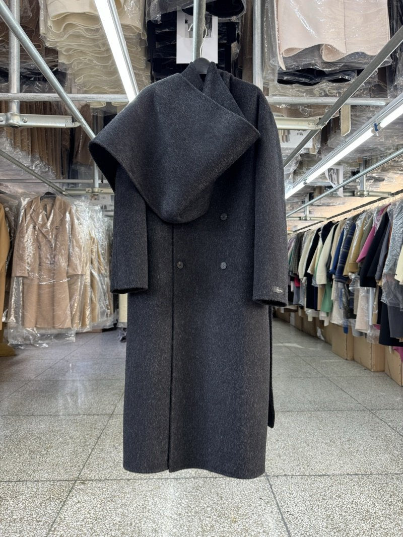 Korean high-end reversible wool wool rabbit fur coat fashion big scarf long pile style double-breasted woolen jacket for women