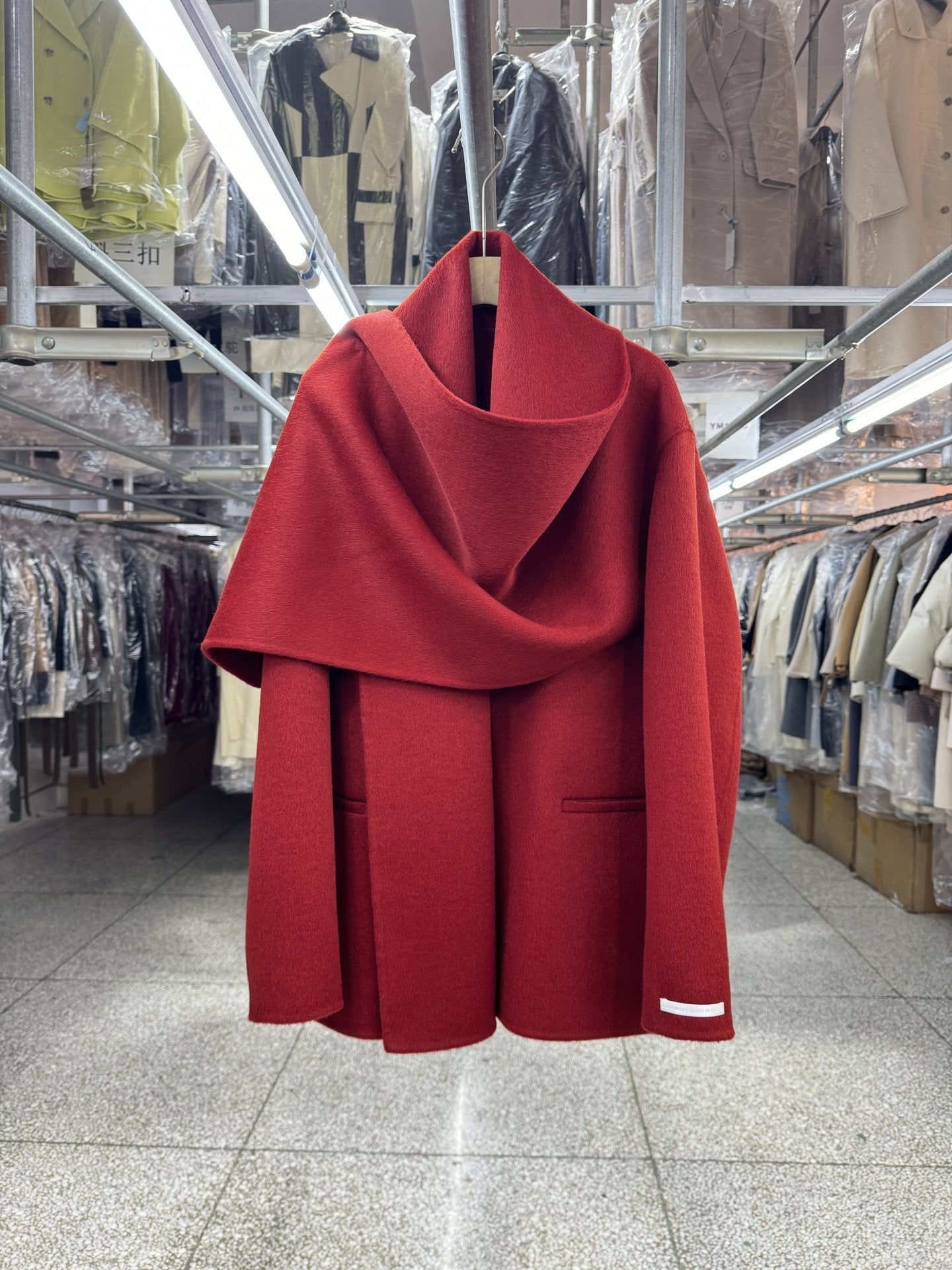 Coffee-colored yak fleece scarf, shawl, reversible wool coat, women's short 25, new loose high-end woolen jacket