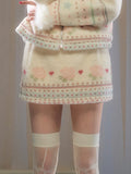 RunRunSweet's original dolphin print plush fur skirt set is a winter padded lambswool coat