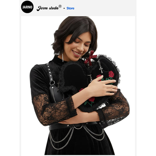 2025 Fall/Winter New Dark Lolita Duck Bag Women's Plush Handheld Crossbody Bag Niche Sweet and Cool Design