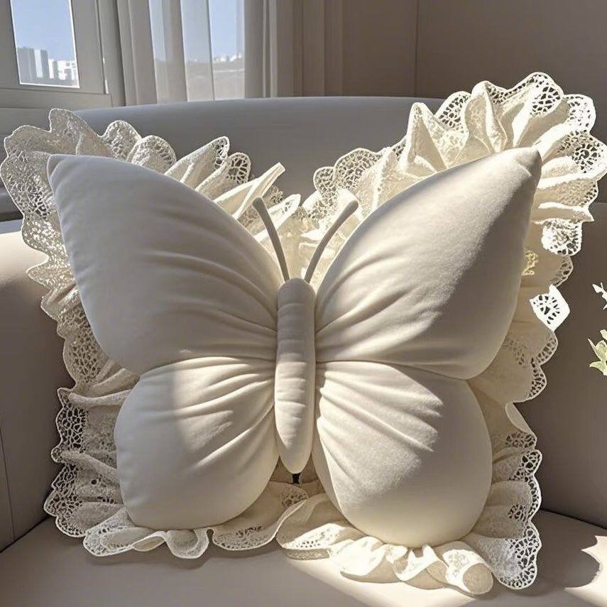 Butterfly cushion plush toy ins pillow waist protection high-value women's home car birthday gift bedroom bedside
