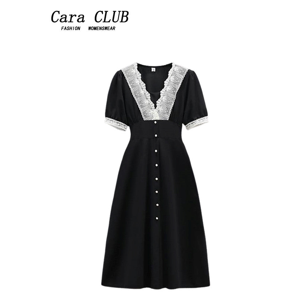 Cara CLUB large size mid-length waist A-line skirt women's summer fat sister mm slimming temperament Hepburn-style skirt