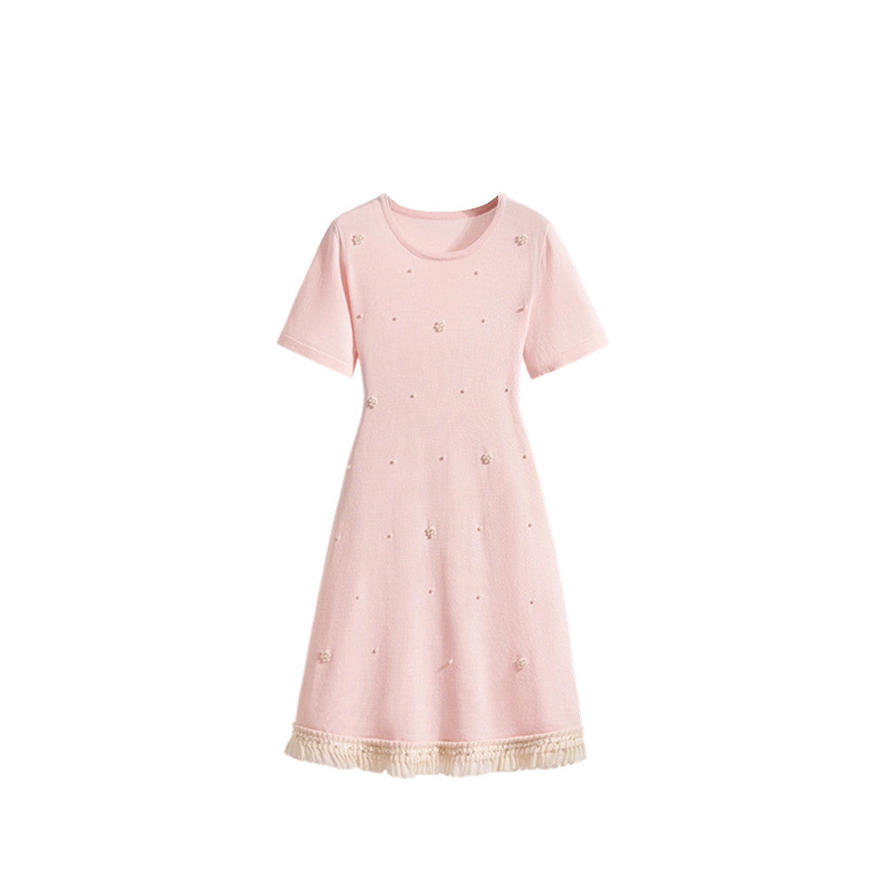 Cara CLUB large-size short-sleeved dress for women in early summer wears a fat sister Western-style French versatile age-reducing skirt