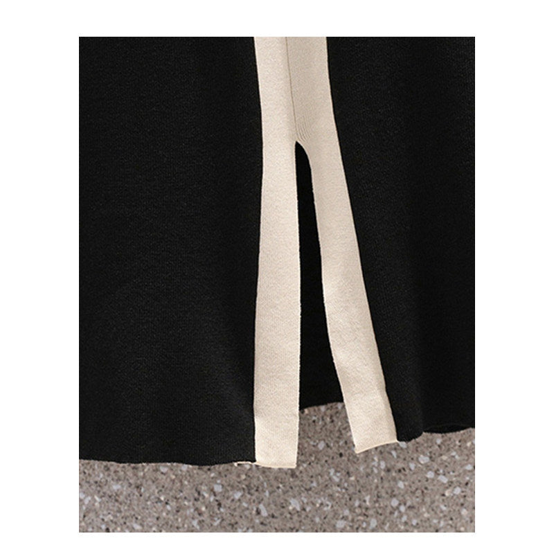 Cara CLUB plus-size knitted dress women's summer fat sister French temperament age-reducing waist slimming A-line skirt