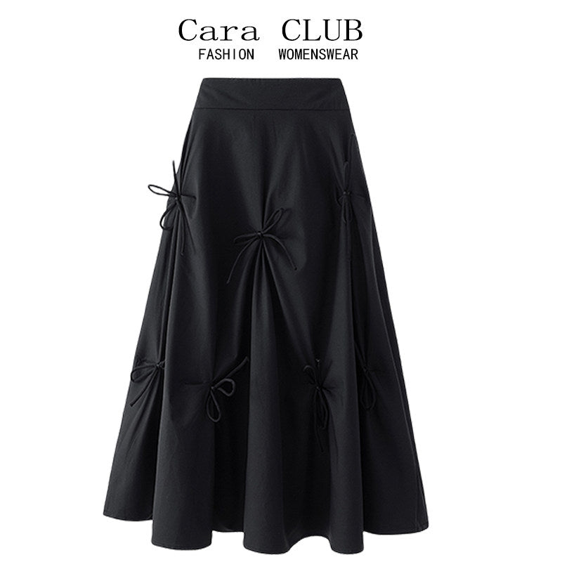Cara CLUB plus-size women's 2025 autumn fat sister mm fashion high-waisted slimming mid-length A-line skirt