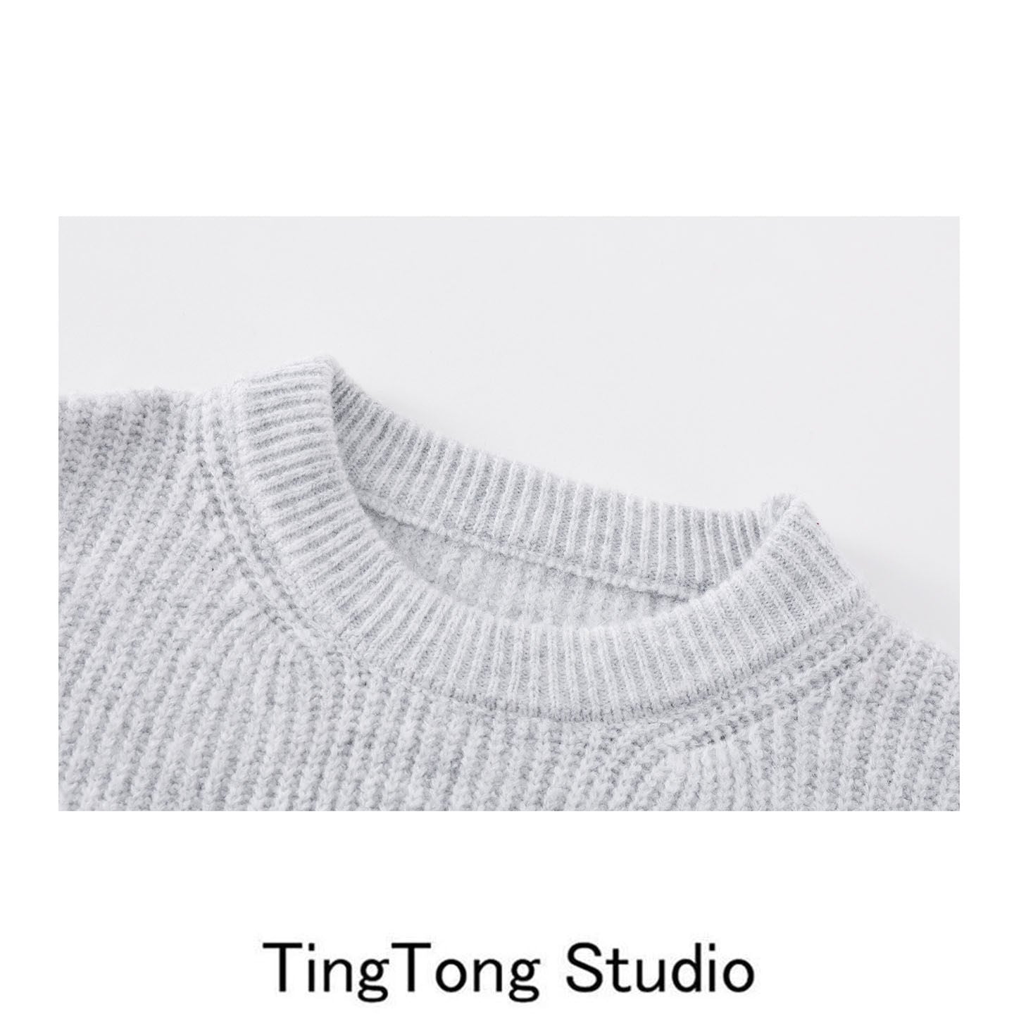 Cat pattern crew neck gray sweater women's new versatile sweet and loose pullover knitted top for autumn and winter 2025