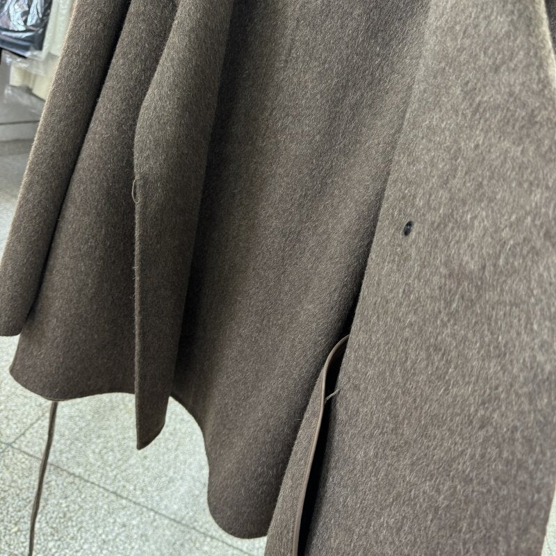 Yak fleece large lapel hooded reversible wool coat women's short small new Korean loose woolen jacket