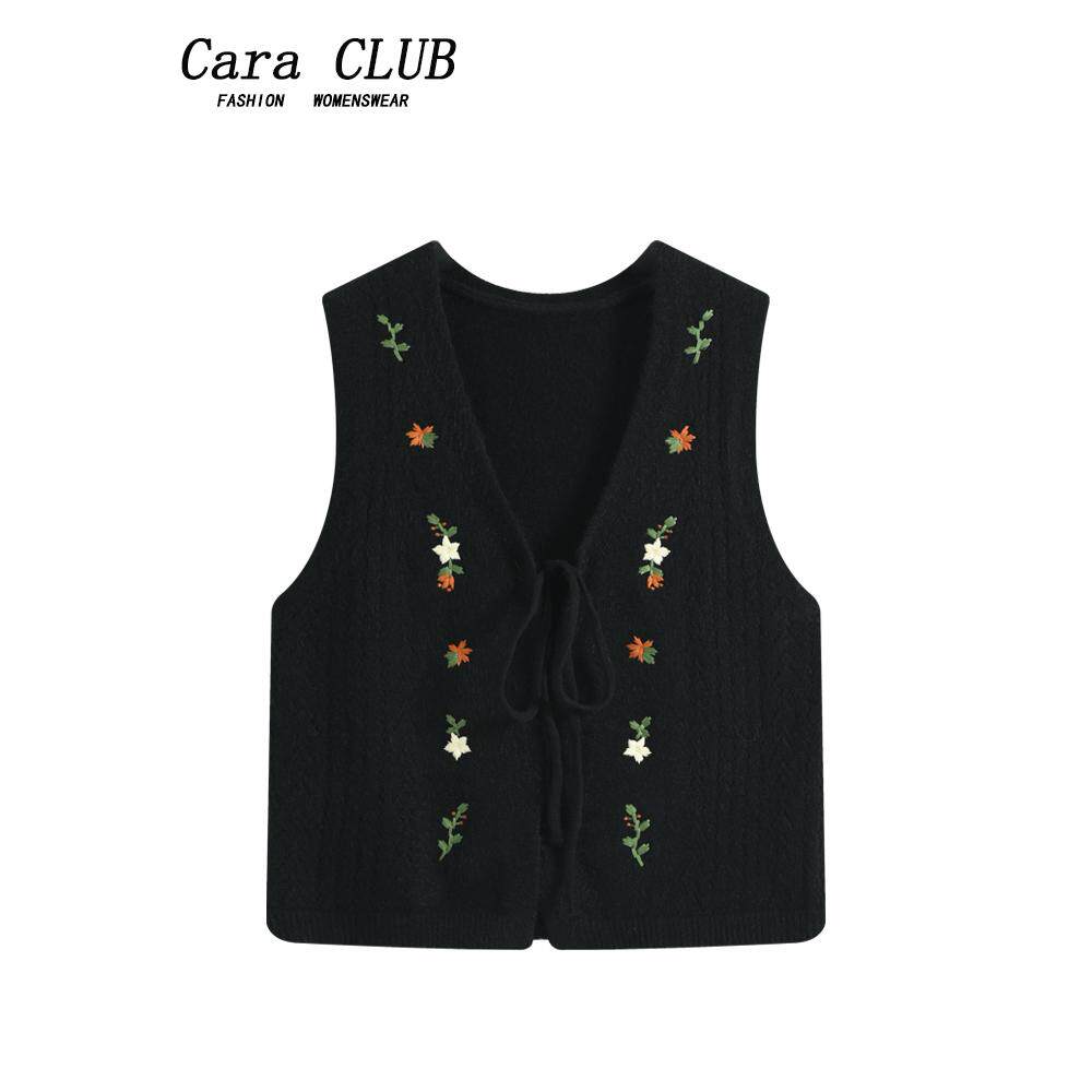 Cara CLUB plus-size knitted vest vest women's autumn fat sister mm cover the belly to slim down this year's popular top