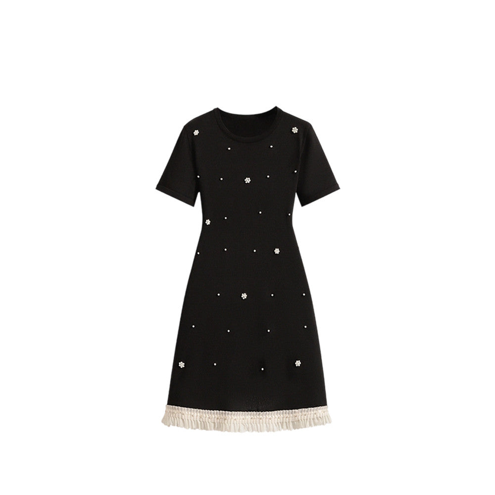 Cara CLUB large-size short-sleeved dress for women in early summer wears a fat sister Western-style French versatile age-reducing skirt