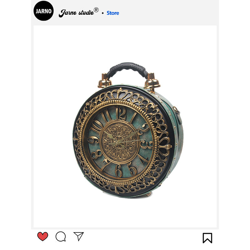2025 Spring/Summer New Creative Personality American Retro Large Clock Watch Bag Handheld Crossbody Bag Women's Design Sense Niche