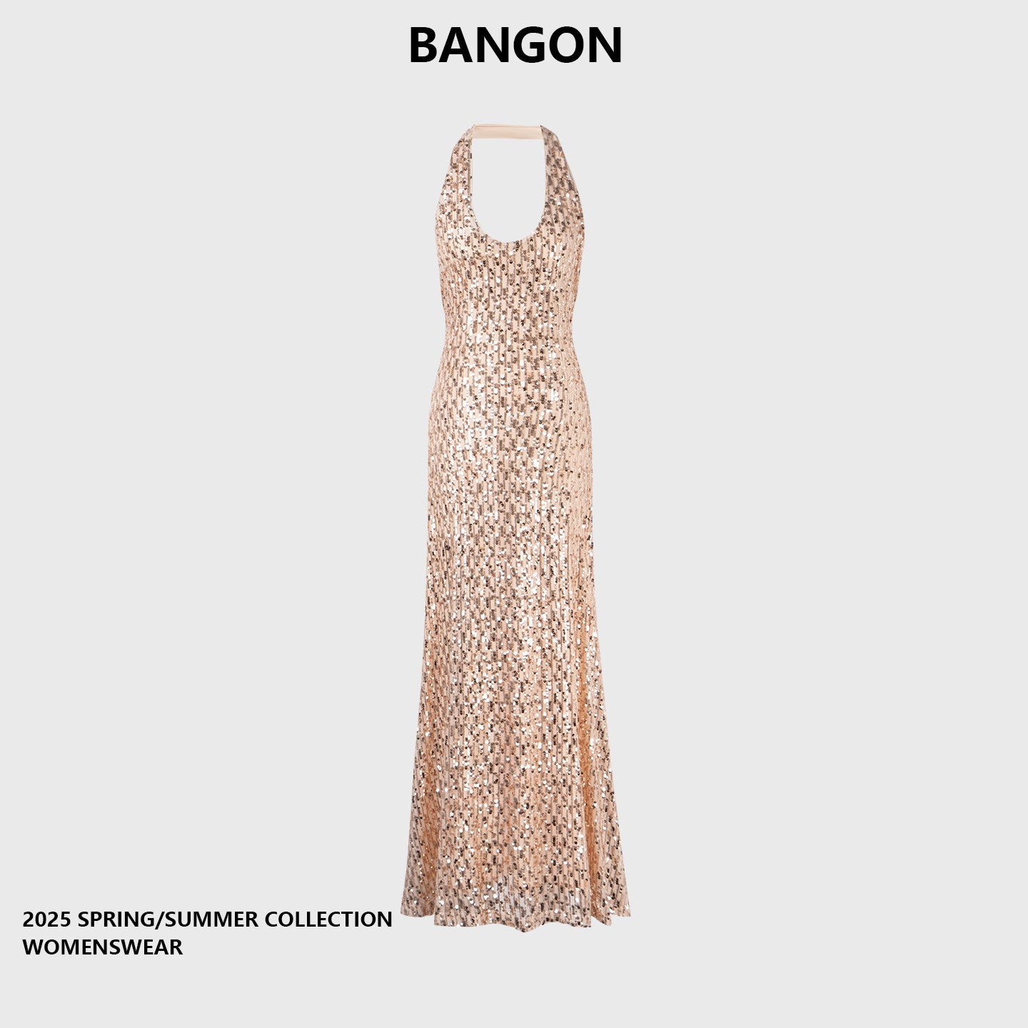BANGON sequin hanging neck dress celebrity temperament high-end sense 2026 new slim slimming dress skirt