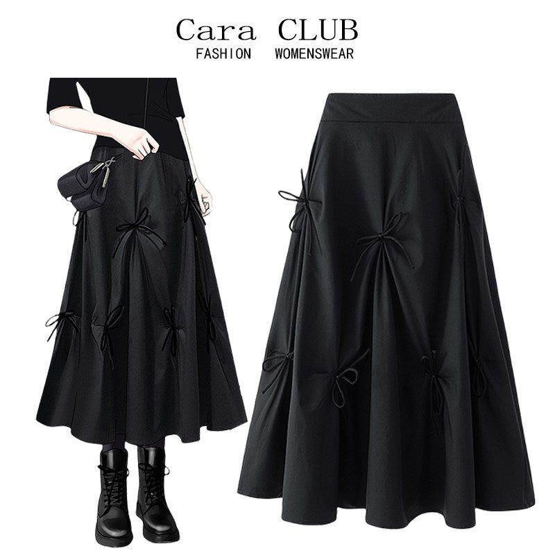 Cara CLUB plus-size women's 2025 autumn fat sister mm fashion high-waisted slimming mid-length A-line skirt