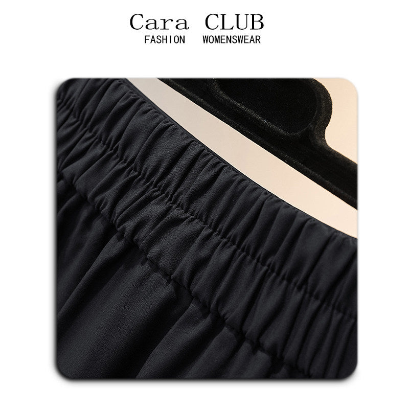 Cara CLUB plus-size women's 2025 autumn fat sister mm fashion high-waisted slimming mid-length A-line skirt