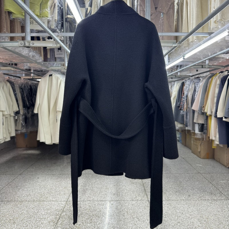 Yak fleece classic black stand-up collar reversible wool coat women's short autumn and winter new one-button simple woolen jacket