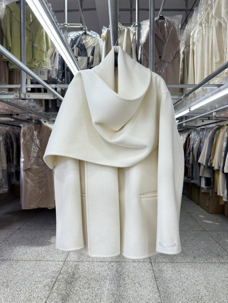 Coffee-colored yak fleece scarf, shawl, reversible wool coat, women's short 25, new loose high-end woolen jacket