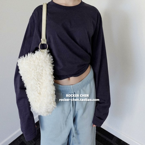 (ROCKER CHEN) fur bag fawn pattern curly winter ring buckle shoulder bag tote bag