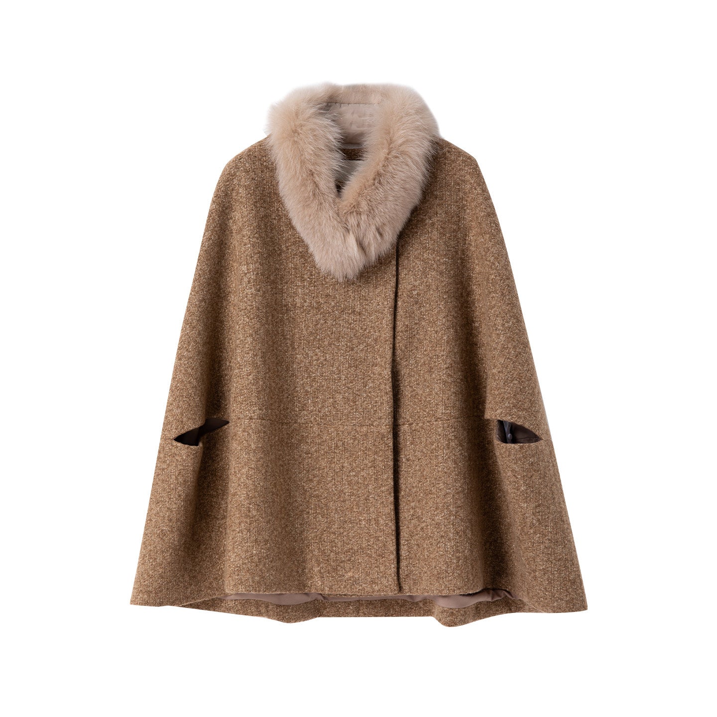BANGON Rich Daughter Cloak Woolen Jacket Fur Collar Stitching Design Sense Temperament Versatile Short Coat Woman