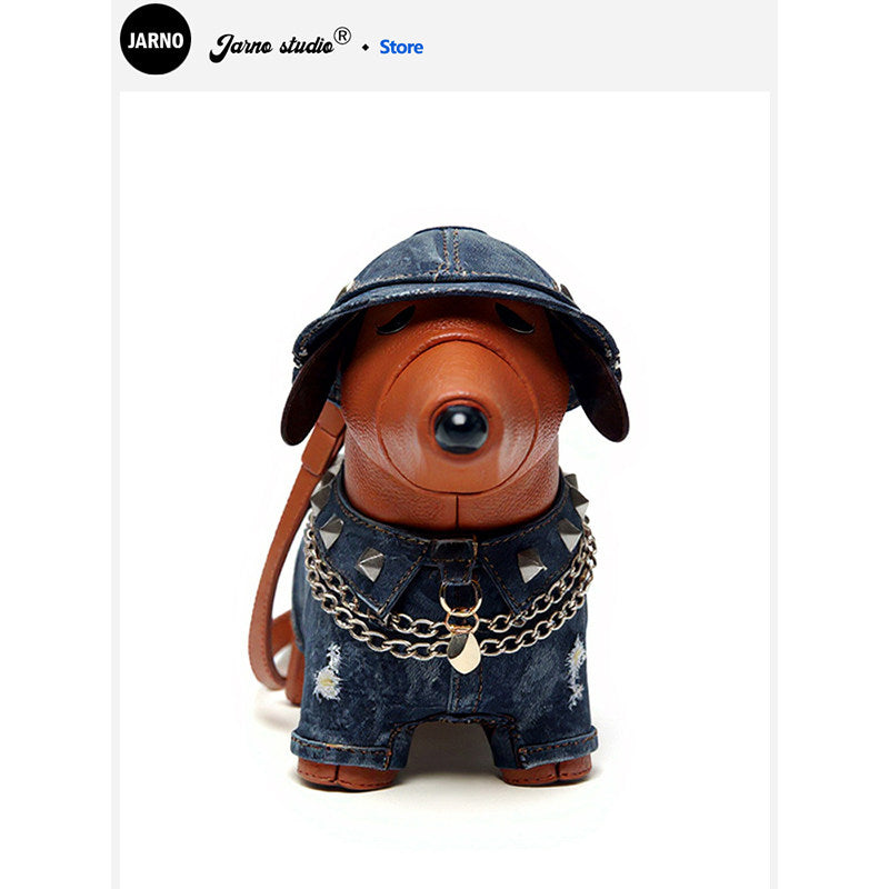 2025 New Personality Creative American Spice Girl Denim Dachshund Crossbody Bag Unique Design Niche Bag