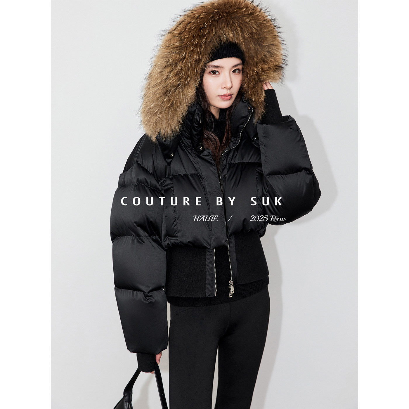 SUK Snow falls in Kyoto! 90 white goose down short autumn and winter design sense retro fashion fur collar down jacket jacket for women